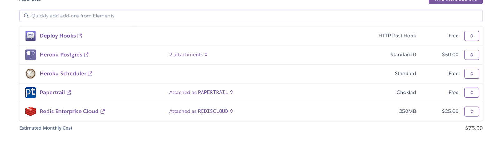 BetaList's Heroku add-on list: Deploy Hooks, Heroku Postgres, Heroku Scheduler, etc.