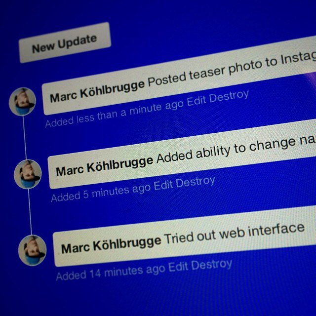 Screenshot of Attaboy, an early email-based activity feed for makers
